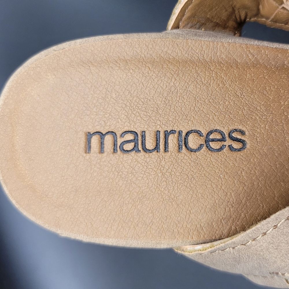 Maurices Jean Lazer Cut Heel Tan Sandals Size 6 Womens Style #66848 - Picture 7 of 9